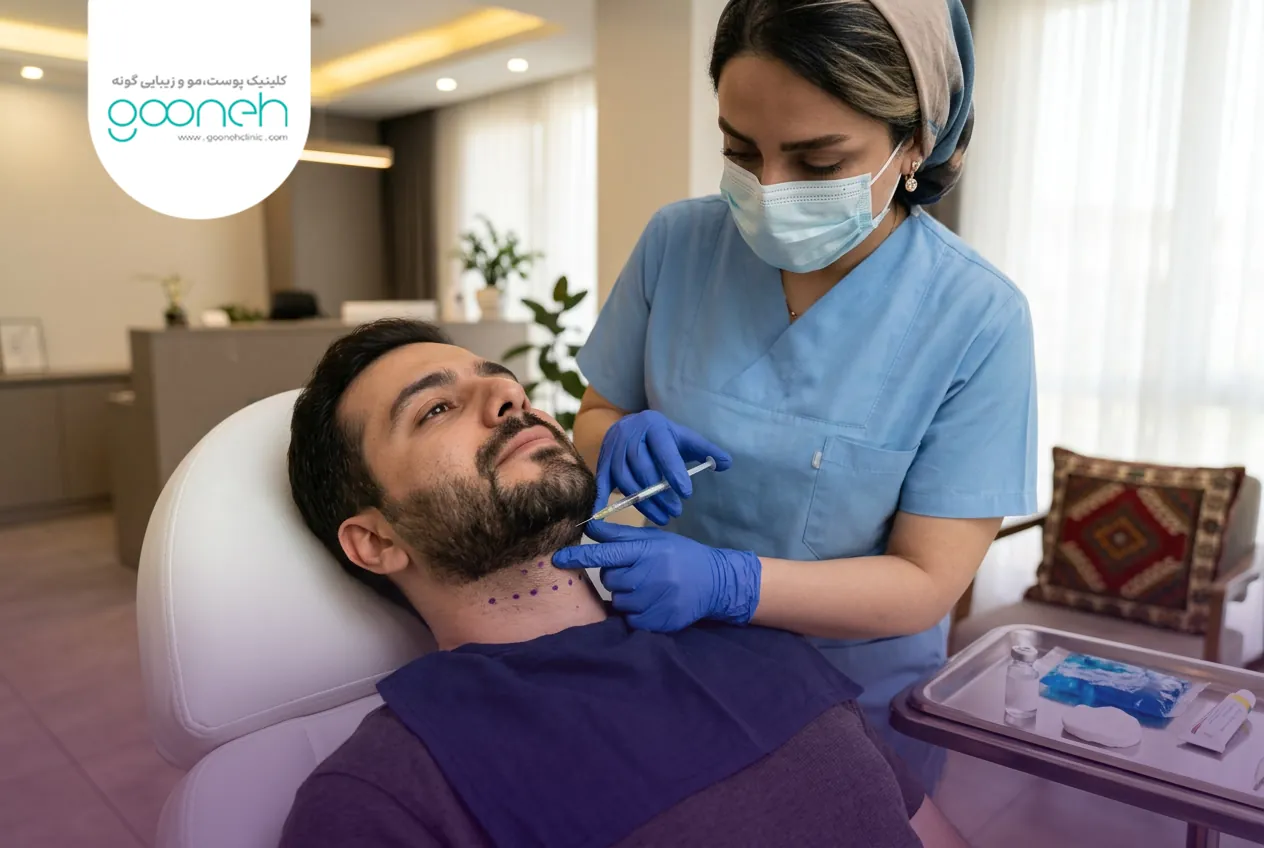 Mesotherapy for double chin or suction 1 مراحل و مراقبتهای مزوتراپی غبغب